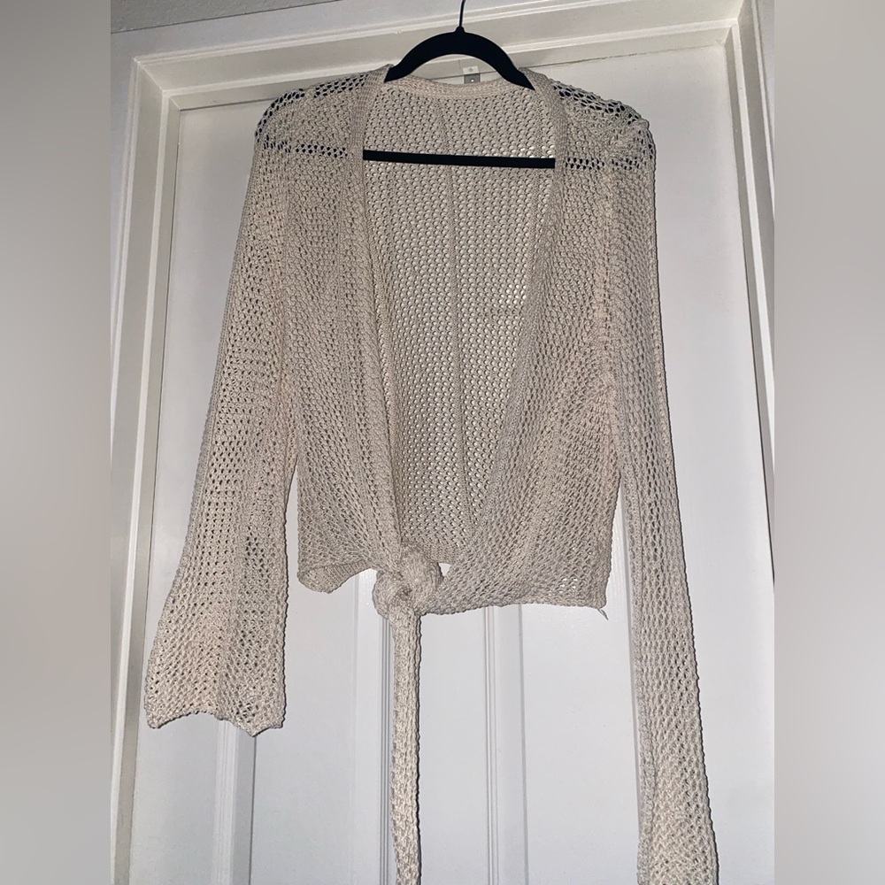 SHEIN beige long sleeve knit cover up